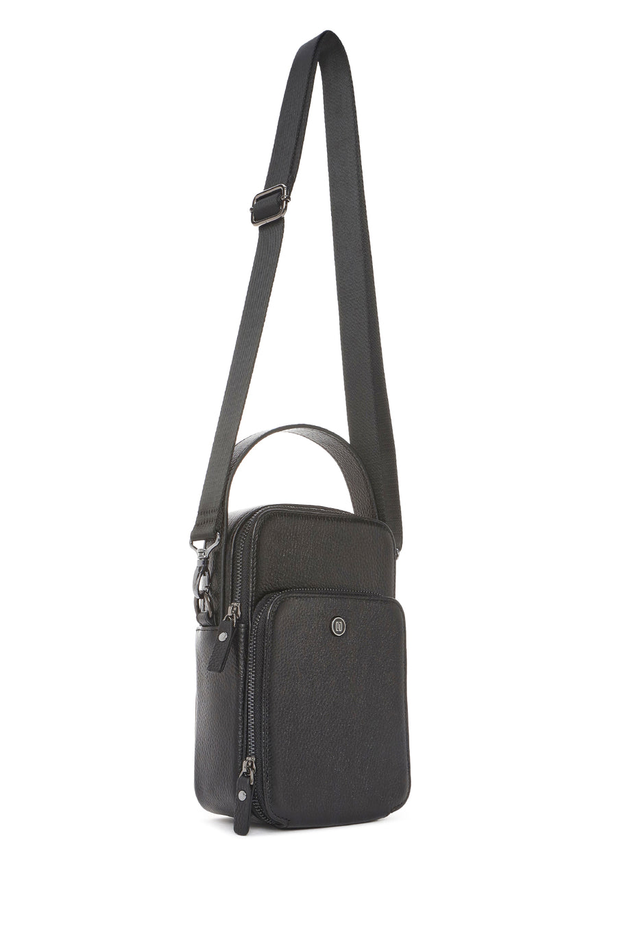 Men's Black Long Strap Leather Handbag