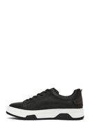 Men's Black Lace-up Thick-Sole Leather Sneaker | Derimod
