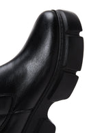 Women's Black Leather Zippered Boots | Derimod