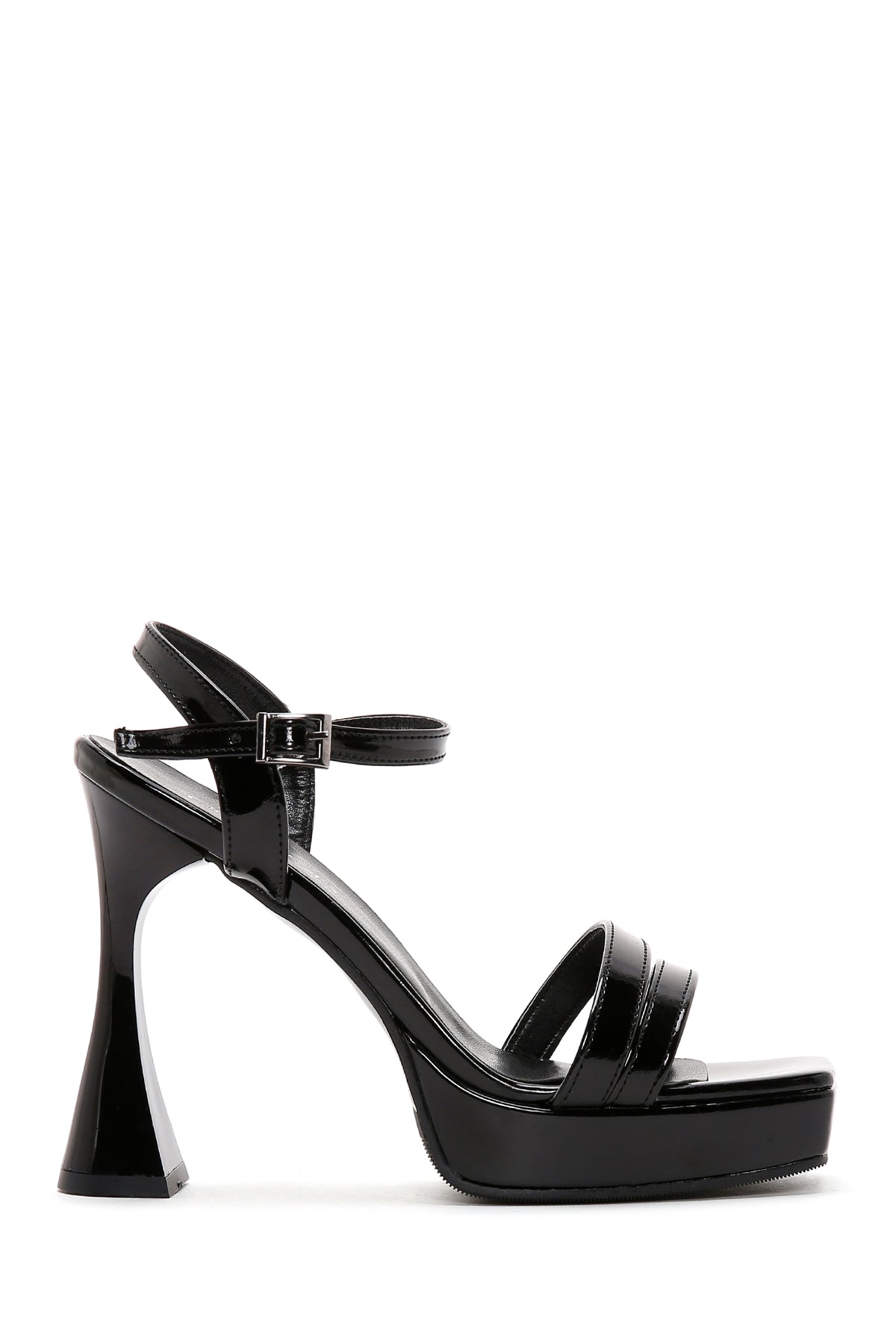 Women's Black Patent Leather Platform Heeled Sandals 23SFE401716 | Derimod