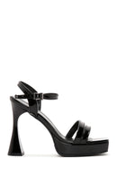 Women's Black Patent Leather Platform Heeled Sandals | Derimod