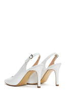 Women's White Leather Heeled Shoes | Derimod