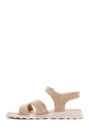 Women's Beige Ankle Strap Suede Leather Sandals | Derimod