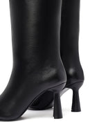 Woman Black Heels Leather Boot | Derimod