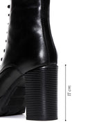 Women's Black Leather Zippered Platform Heeled Boots | Derimod