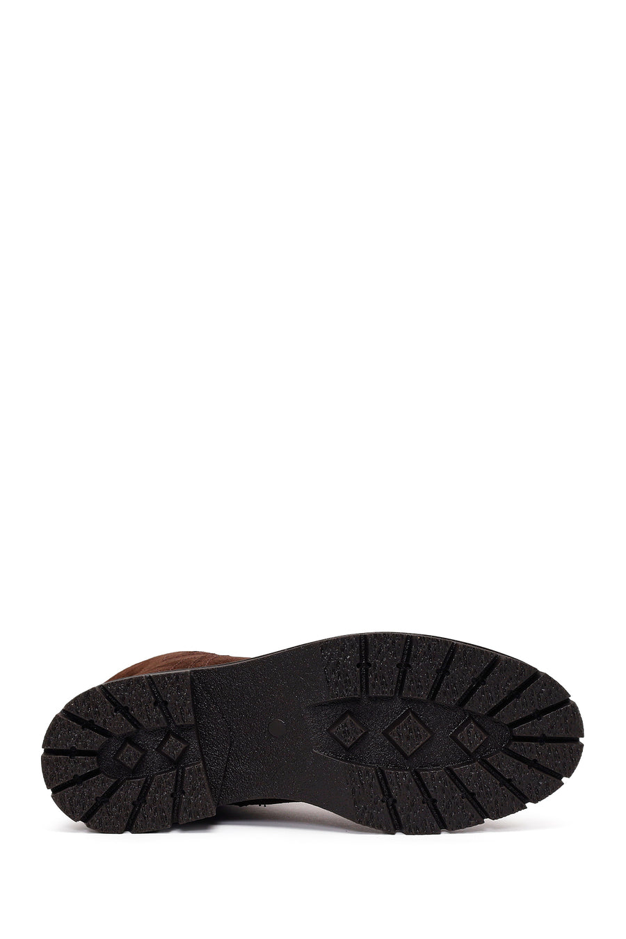 Woman Brown Thick-Soled Zip Closure Suede Casual Boots