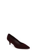 Kadın Bordo Kısa İnce Topuklu Süet Deri Stiletto | Derimod