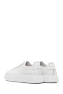 Men's White Lace-up Thick-Sole Leather Sneaker | Derimod