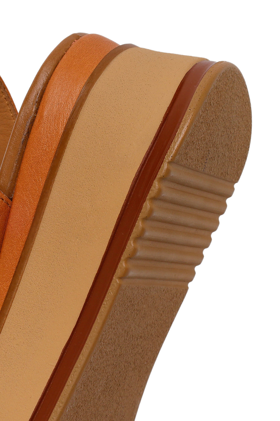 Women's Tan Ankle Strap Thick Soled Leather Sandals