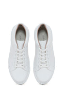 Women's White Lace-Up Leather Sneaker | Derimod