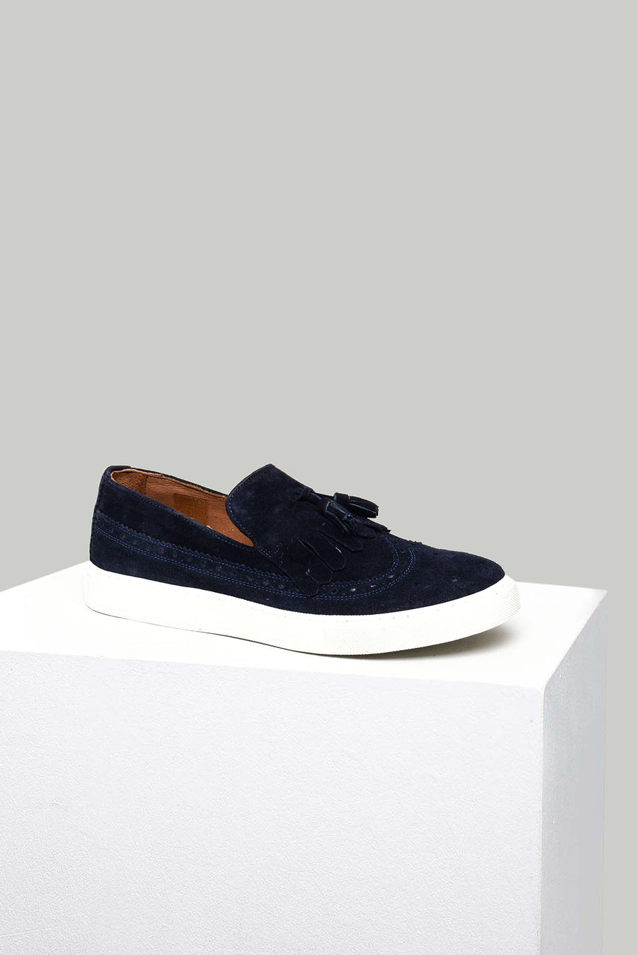 Navy Blue Suede Men's Leather Loafer 18SFD317810 | Derimod