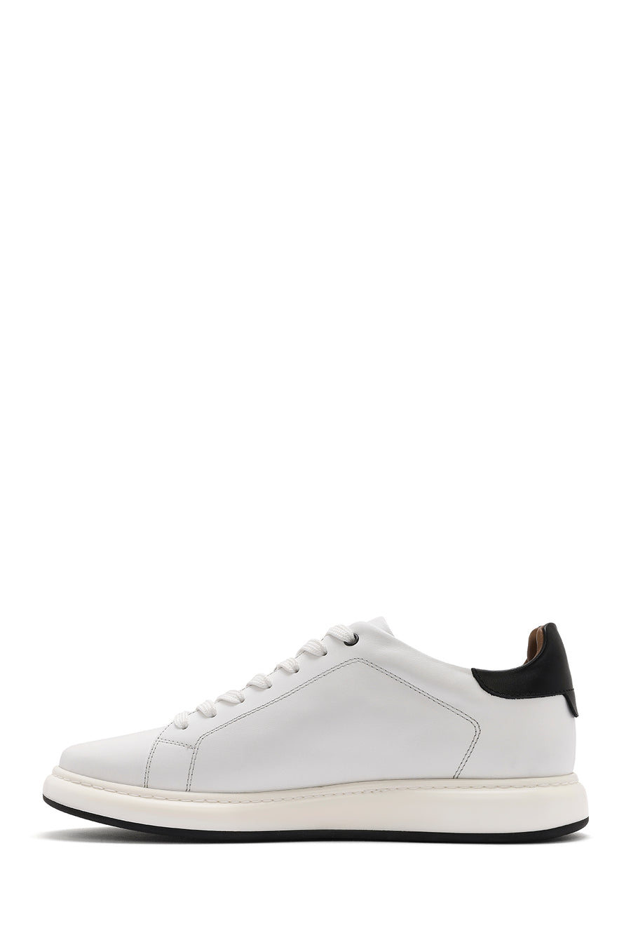 Men's White Lace-up Leather Sneaker