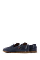 Men's Navy Blue Leather Casual Loafer | Derimod