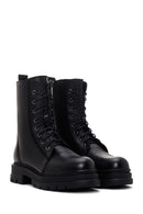 Women's Black Zippered Leather Boots | Derimod