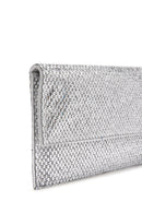 Women's Silver Long Chain Strap Stone Evening Clutch Bag | Derimod