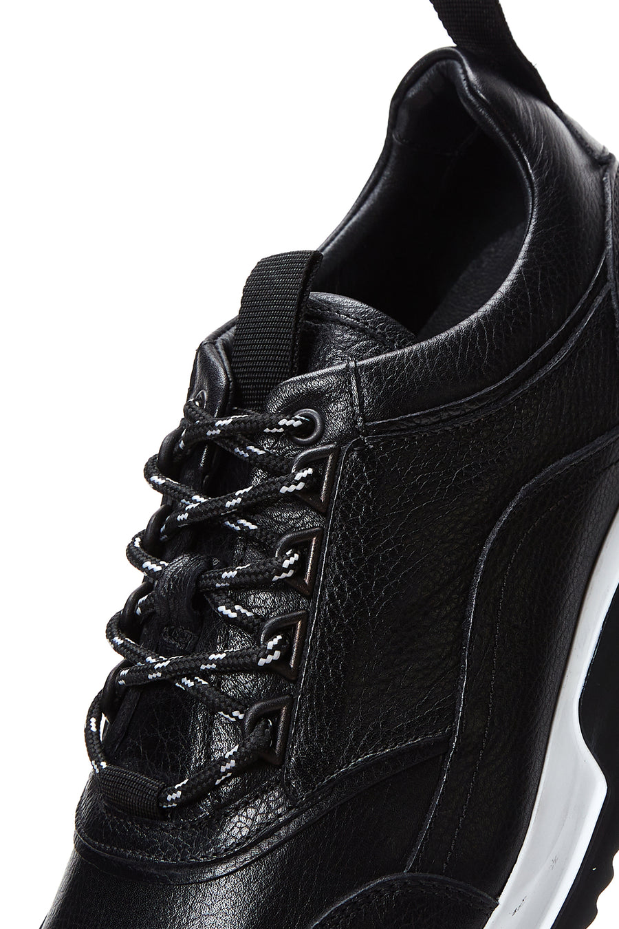 Erkek Siyah Deri Kalın Tabanlı Sneaker