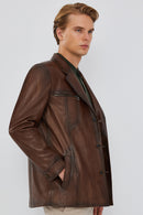 Bernard Men's Brown Blazer Leather Jacket | Derimod