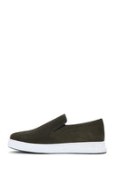 Men's Khaki Nubuck Leather Printed Sports Loafer | Derimod