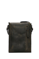 Men's Khaki Leather Messenger Bag | Derimod