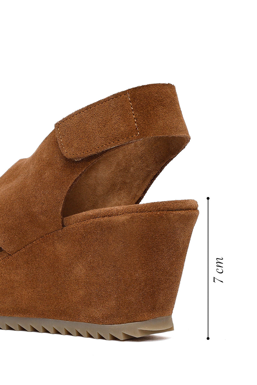 Woman Mink Strappy Wedge Heel Suede Sandal