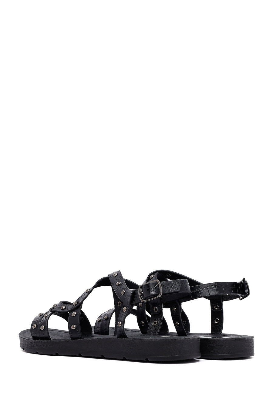 Women's Black Crocodile Sandals