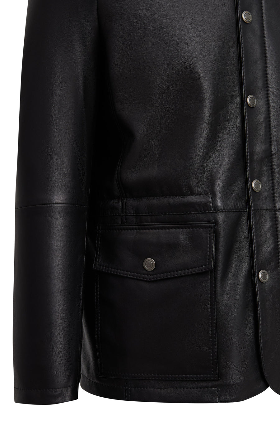 Salah Men's Black Shirt Collar Leather Jacket