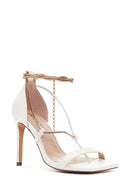 Women's White Ankle Chain-Tied Thin Heel Sandals | Derimod