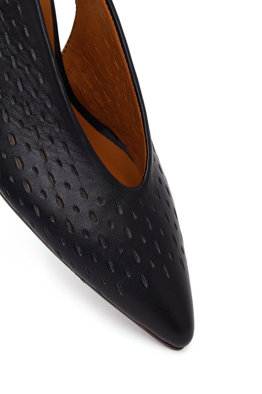 Woman Black Backless Low-Heeled Leather Shoes