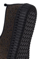 Woman Black Patterned Leather Comfort Shoes | Derimod