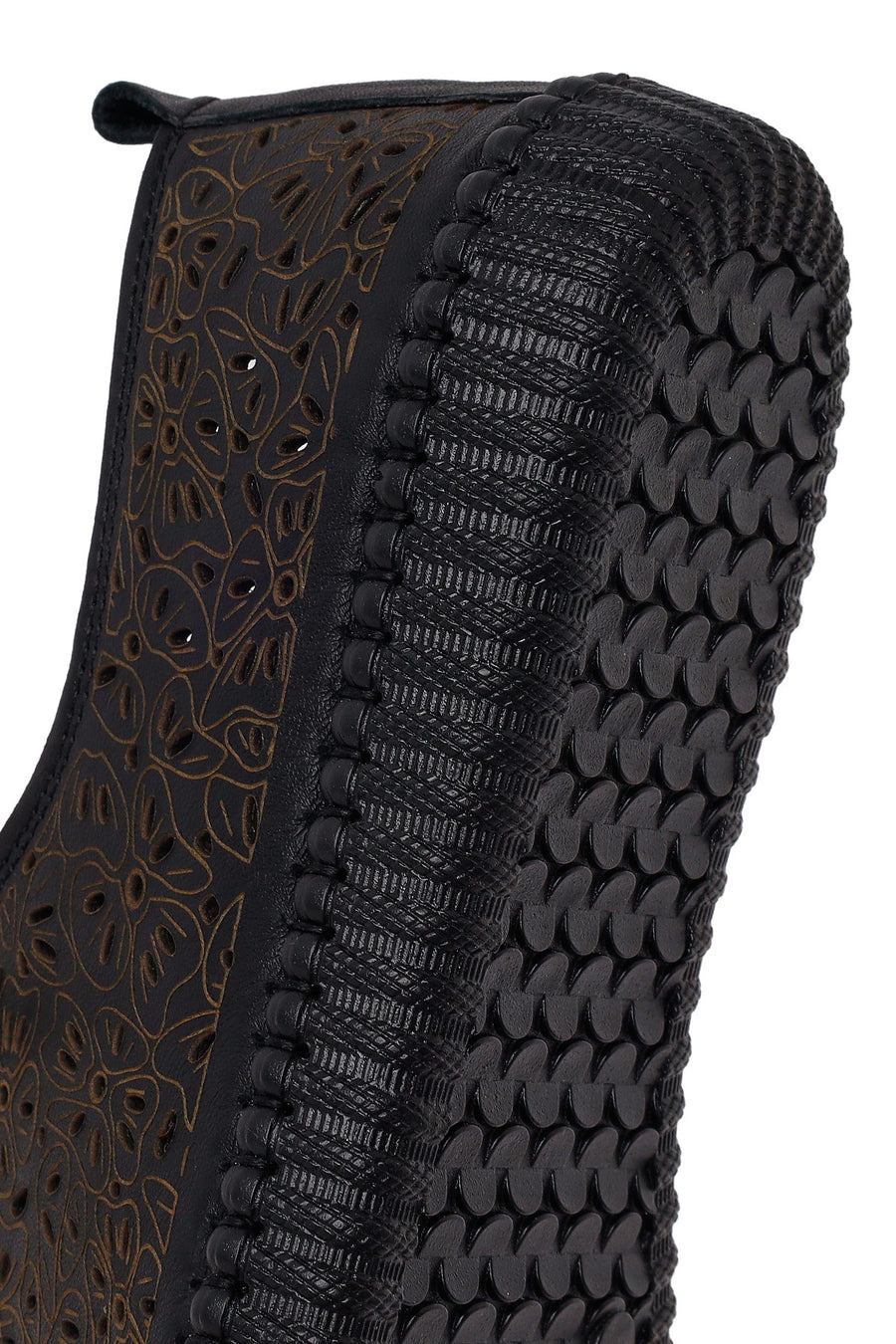 Woman Black Patterned Leather Comfort Shoes