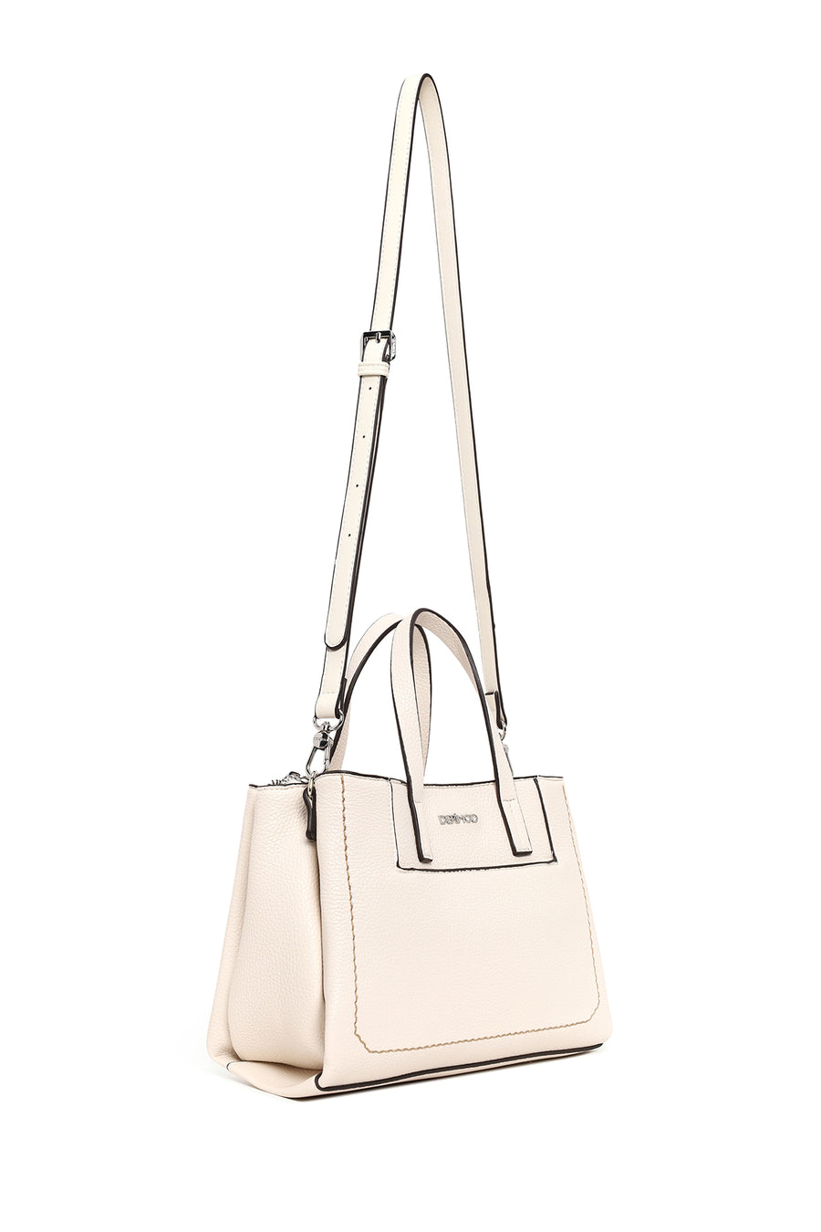 Woman Cream Long-Strap Shoulder Bag