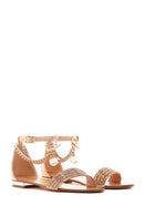 Women's Gold Stone Flat Sandals | Derimod