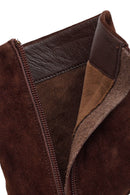 Woman Brown Zip Closure High Thin Heeled Suede Boots | Derimod