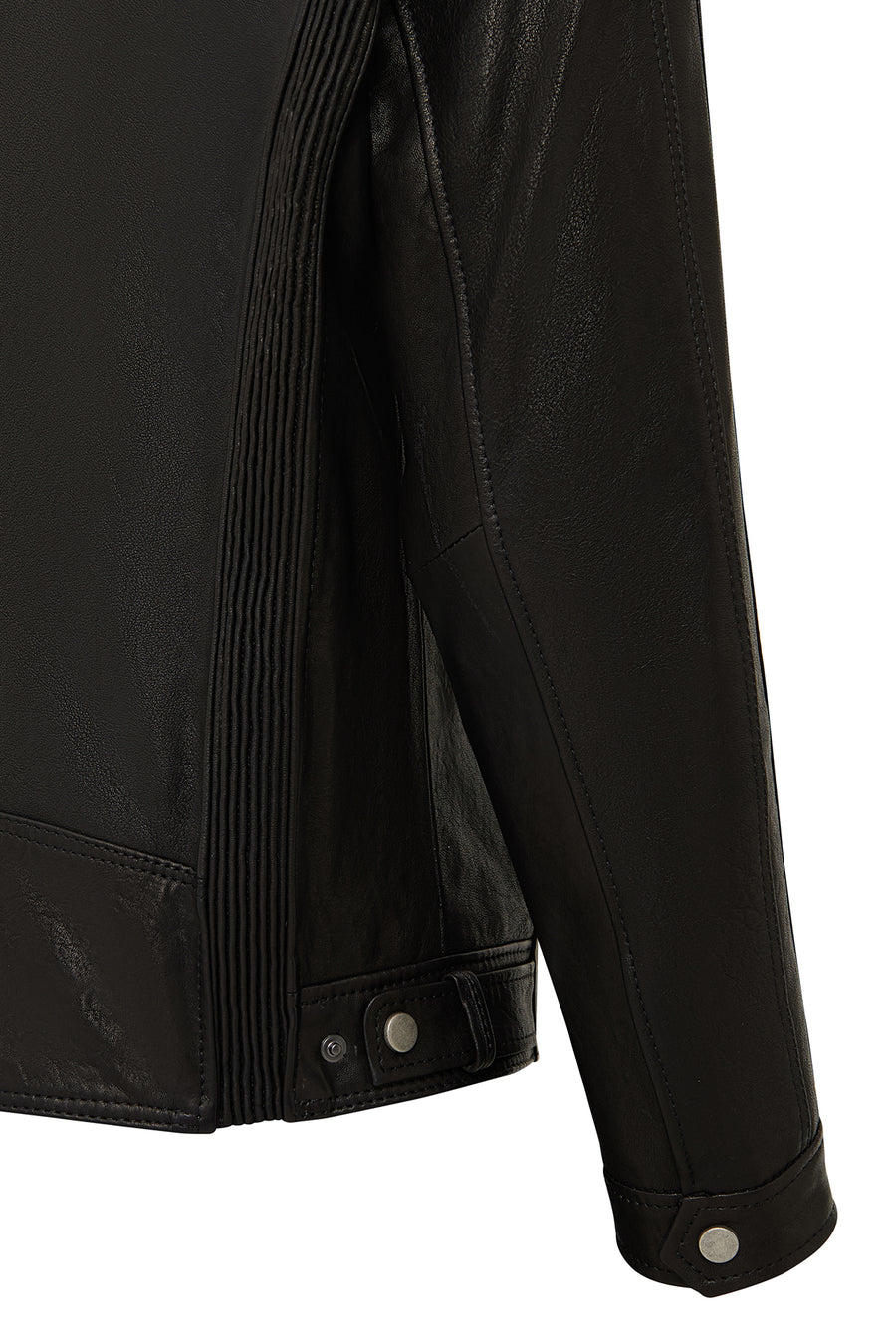 Towns Men Black Slim-Fit Short Leather Jacket