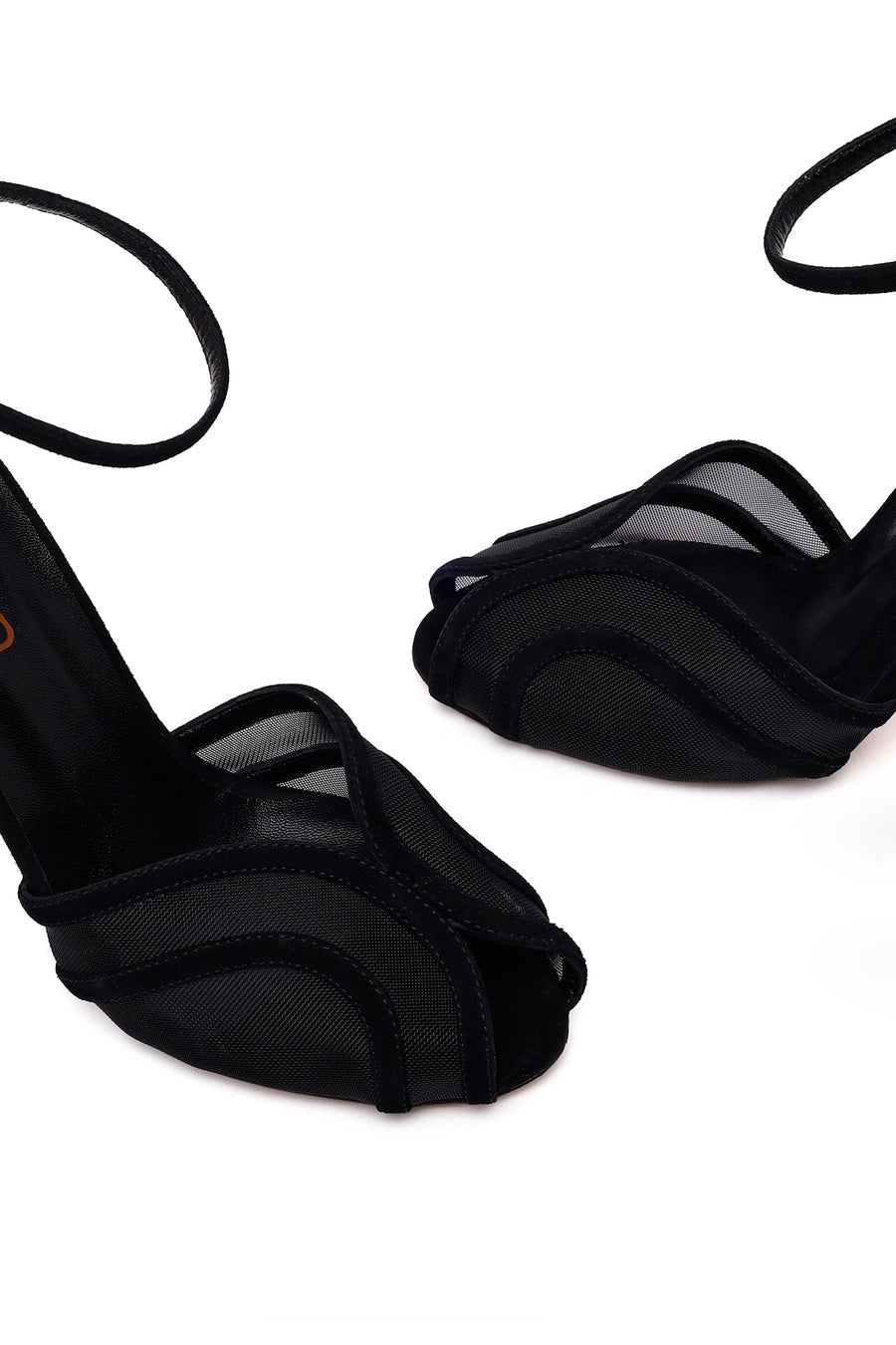 Woman Black Ankle-Buckle High Thin-Heeled Leather Sandal