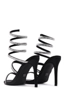 Women's Black Stone Thin Heel Sandals | Derimod