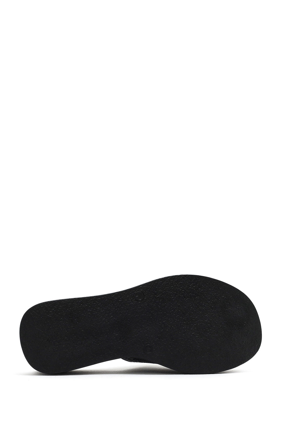 Women's Black Thick-Soled Printed Leather Comfort Slippers
