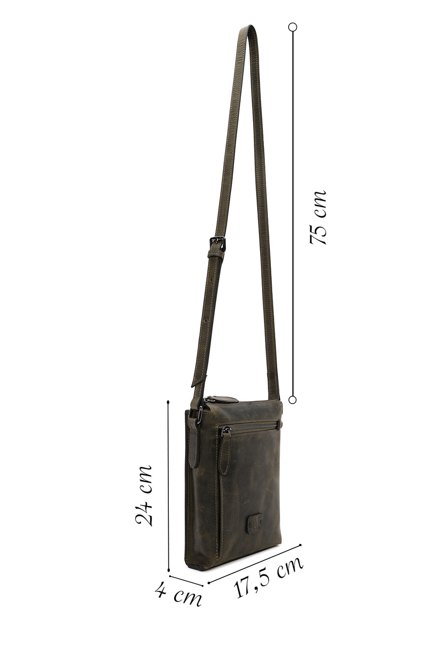 Men's Khaki Leather Messenger Bag