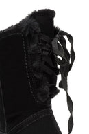 Women's Black Zippered Suede Boots | Derimod
