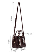 Women's Burgundy Accessory Detailed Long Strap Crocodile Patterned Handbag | Derimod