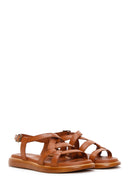 Women's Tan Leather Ankle Buckle Sandals | Derimod