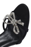 Women's Black Ankle Strap Stone High Thin Heel Shoes | Derimod