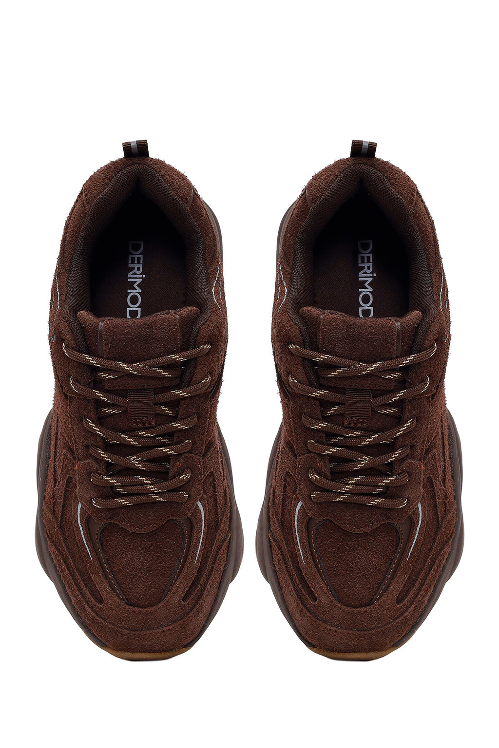 Kadın Kahverengi Bağcıklı Kalın Tabanlı Süet Deri Sneaker