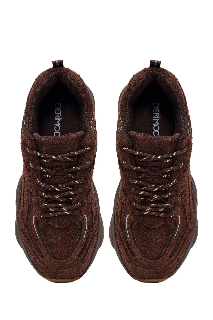 Kadın Kahverengi Bağcıklı Kalın Tabanlı Süet Deri Sneaker
