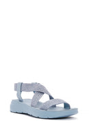 Women's Blue Straw Sandals | Derimod