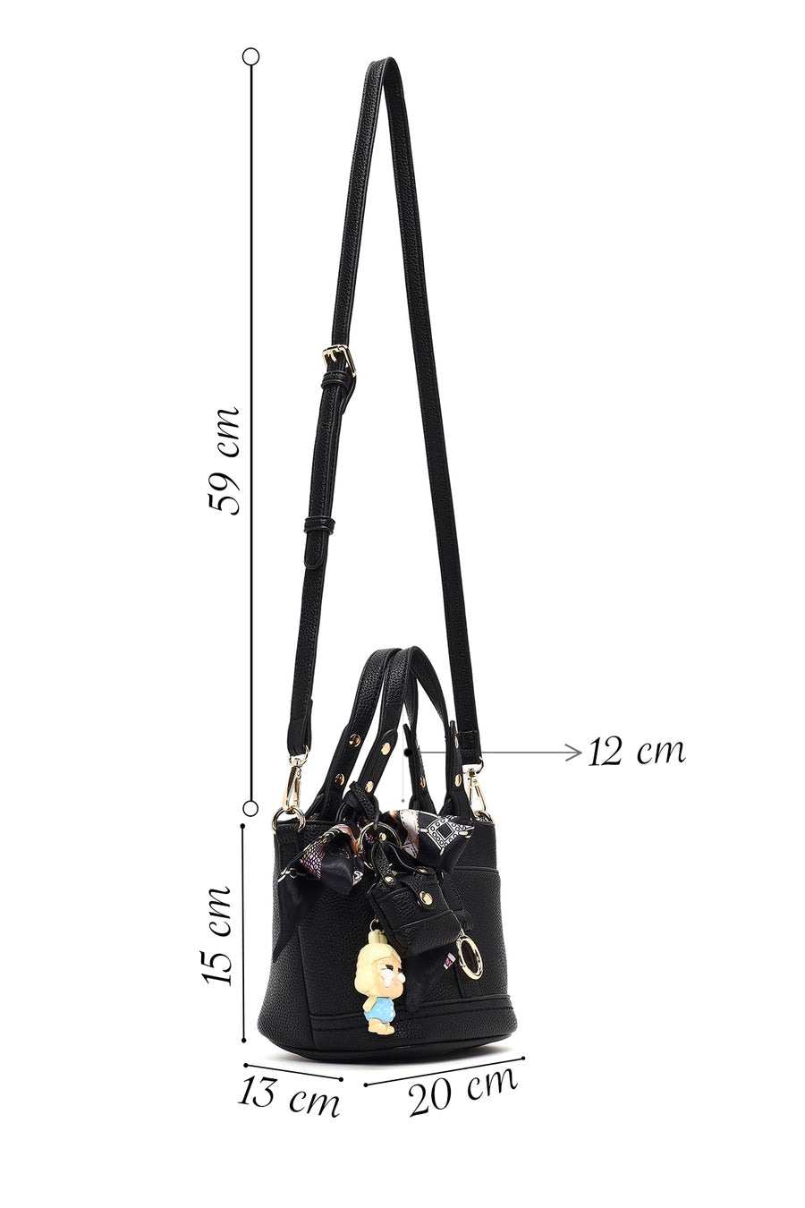 Woman Black Long-Strap Mini Shoulder Bag