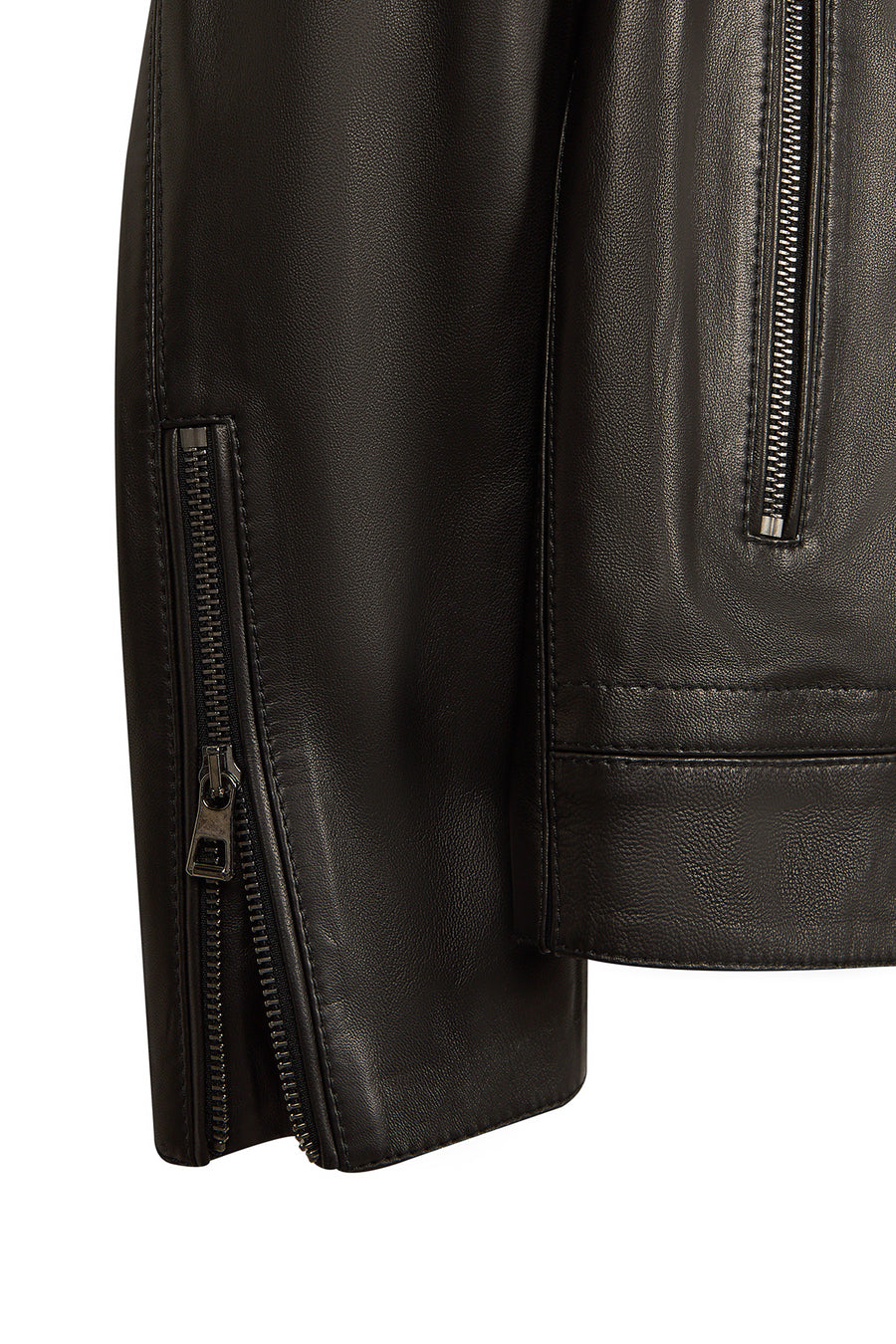 Musiala Male Black Slim-Fit Leather Jacket