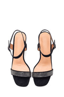 Women's Black Stone Heeled Sandals | Derimod