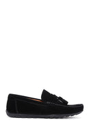 Men's Black Tasseled Suede Leather Casual Loafer | Derimod