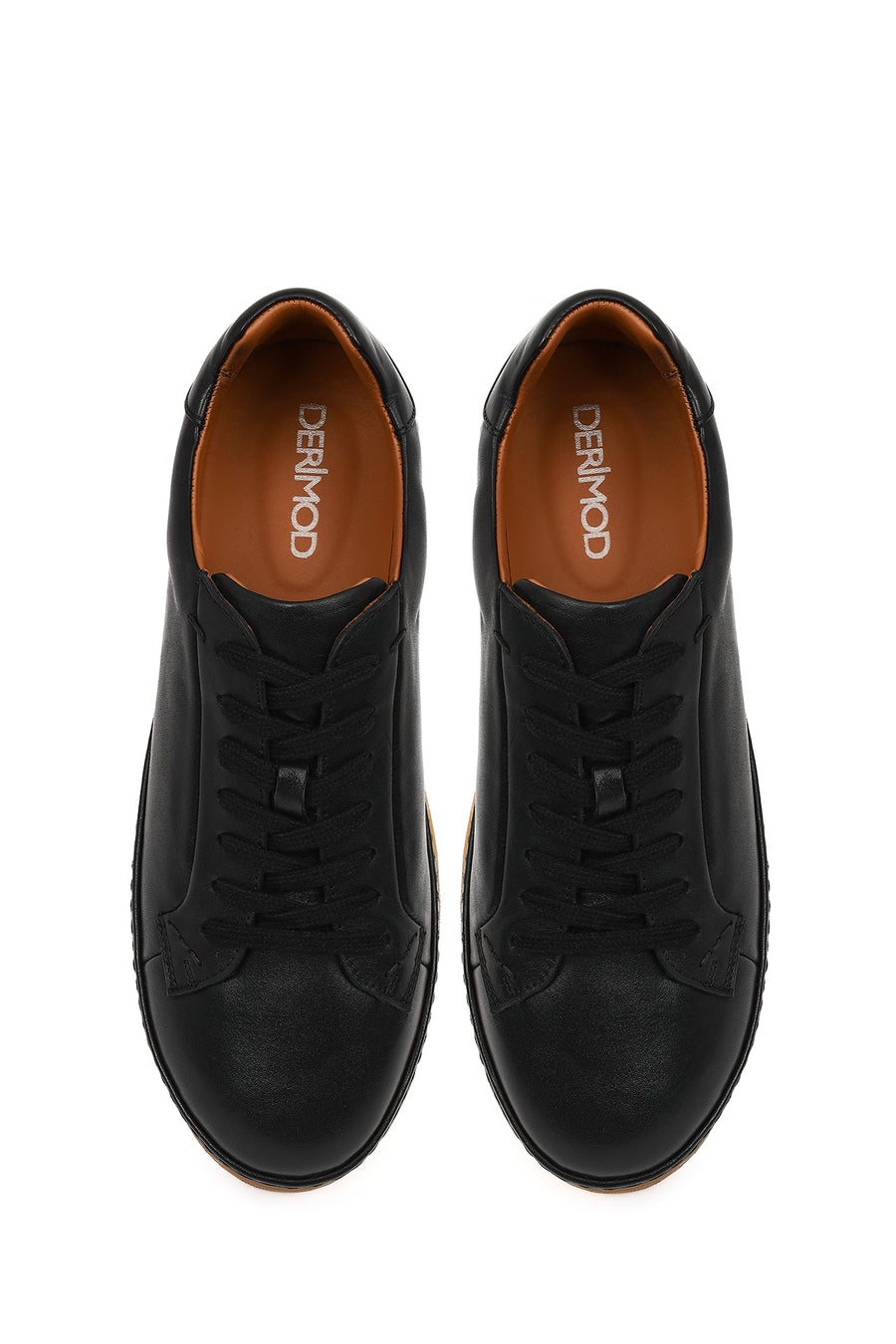 Men's Black Lace-up Leather Sneaker